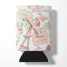 Load image into Gallery viewer, Letter X Love in Paris Pink Can or Bottle Hugger CJ2002-XCC