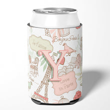 Load image into Gallery viewer, Letter Y Love in Paris Pink Can or Bottle Hugger CJ2002-YCC