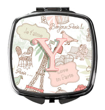 Load image into Gallery viewer, Letter Y Love in Paris Pink Compact Mirror – Stylish Purse Mirror with Artistic Covers CJ2002-YSCM