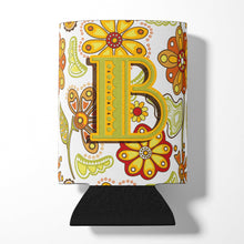 Load image into Gallery viewer, Letter B Floral Mustard and Green Can or Bottle Hugger CJ2003-BCC