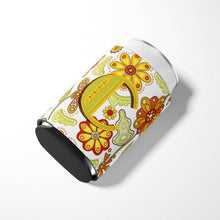 Load image into Gallery viewer, Letter C Floral Mustard and Green Can or Bottle Hugger CJ2003-CCC