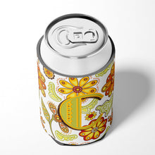 Load image into Gallery viewer, Letter C Floral Mustard and Green Can or Bottle Hugger CJ2003-CCC