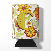 Load image into Gallery viewer, Letter C Floral Mustard and Green Can or Bottle Hugger CJ2003-CCC