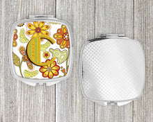 Load image into Gallery viewer, Letter C Floral Mustard and Green Compact Mirror – Stylish Purse Mirror with Artistic Covers CJ2003-CSCM