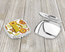 Load image into Gallery viewer, Letter D Floral Mustard and Green Compact Mirror – Stylish Purse Mirror with Artistic Covers CJ2003-DSCM