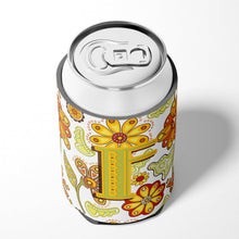 Load image into Gallery viewer, Letter F Floral Mustard and Green Can or Bottle Hugger CJ2003-FCC