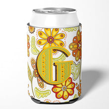 Load image into Gallery viewer, Letter G Floral Mustard and Green Can or Bottle Hugger CJ2003-GCC
