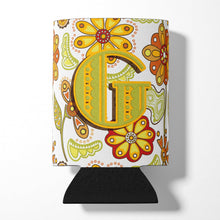 Load image into Gallery viewer, Letter G Floral Mustard and Green Can or Bottle Hugger CJ2003-GCC