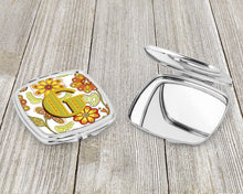 Load image into Gallery viewer, Letter G Floral Mustard and Green Compact Mirror – Stylish Purse Mirror with Artistic Covers CJ2003-GSCM