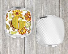 Load image into Gallery viewer, Letter G Floral Mustard and Green Compact Mirror – Stylish Purse Mirror with Artistic Covers CJ2003-GSCM