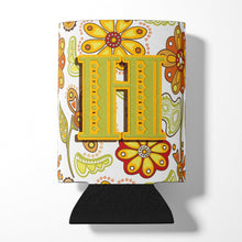 Load image into Gallery viewer, Letter H Floral Mustard and Green Can or Bottle Hugger CJ2003-HCC