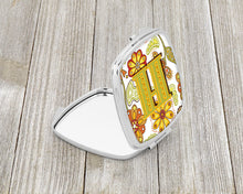 Load image into Gallery viewer, Letter H Floral Mustard and Green Compact Mirror – Stylish Purse Mirror with Artistic Covers CJ2003-HSCM