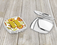 Load image into Gallery viewer, Letter H Floral Mustard and Green Compact Mirror – Stylish Purse Mirror with Artistic Covers CJ2003-HSCM