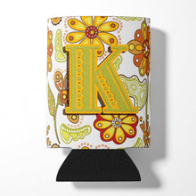 Load image into Gallery viewer, Letter K Floral Mustard and Green Can or Bottle Hugger CJ2003-KCC