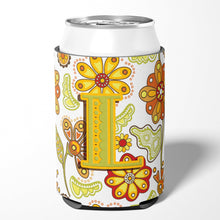 Load image into Gallery viewer, Letter L Floral Mustard and Green Can or Bottle Hugger CJ2003-LCC