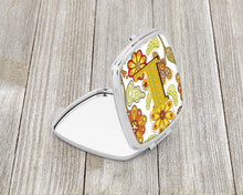 Load image into Gallery viewer, Letter L Floral Mustard and Green Compact Mirror – Stylish Purse Mirror with Artistic Covers CJ2003-LSCM
