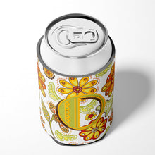 Load image into Gallery viewer, Letter O Floral Mustard and Green Can or Bottle Hugger CJ2003-OCC