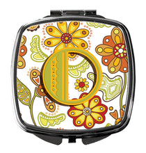 Load image into Gallery viewer, Letter O Floral Mustard and Green Compact Mirror – Stylish Purse Mirror with Artistic Covers CJ2003-OSCM