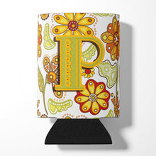Load image into Gallery viewer, Letter P Floral Mustard and Green Can or Bottle Hugger CJ2003-PCC