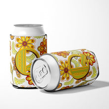 Load image into Gallery viewer, Letter Q Floral Mustard and Green Can or Bottle Hugger CJ2003-QCC