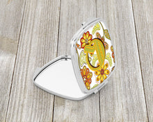 Load image into Gallery viewer, Letter Q Floral Mustard and Green Compact Mirror – Stylish Purse Mirror with Artistic Covers CJ2003-QSCM