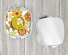 Load image into Gallery viewer, Letter Q Floral Mustard and Green Compact Mirror – Stylish Purse Mirror with Artistic Covers CJ2003-QSCM