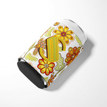 Load image into Gallery viewer, Letter S Floral Mustard and Green Can or Bottle Hugger CJ2003-SCC