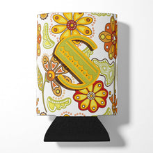 Load image into Gallery viewer, Letter S Floral Mustard and Green Can or Bottle Hugger CJ2003-SCC