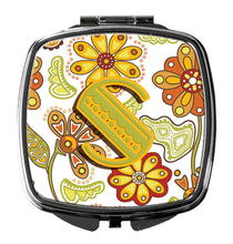 Load image into Gallery viewer, Letter S Floral Mustard and Green Compact Mirror – Stylish Purse Mirror with Artistic Covers CJ2003-SSCM