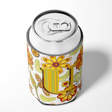 Load image into Gallery viewer, Letter U Floral Mustard and Green Can or Bottle Hugger CJ2003-UCC