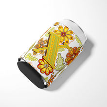 Load image into Gallery viewer, Letter X Floral Mustard and Green Can or Bottle Hugger CJ2003-XCC