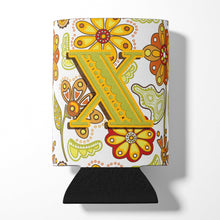 Load image into Gallery viewer, Letter X Floral Mustard and Green Can or Bottle Hugger CJ2003-XCC