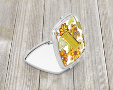 Load image into Gallery viewer, Letter X Floral Mustard and Green Compact Mirror – Stylish Purse Mirror with Artistic Covers CJ2003-XSCM