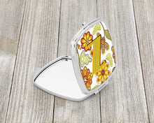Load image into Gallery viewer, Letter Z Floral Mustard and Green Compact Mirror – Stylish Purse Mirror with Artistic Covers CJ2003-ZSCM