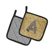 Load image into Gallery viewer, Letter A Musical Instrument Alphabet Pot Holders - Set of 2 - Heat-Resistant Kitchen Essentials CJ2004-APTHD