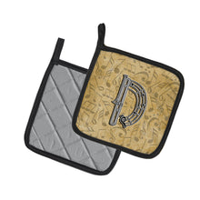 Load image into Gallery viewer, Letter D Musical Instrument Alphabet Pot Holders - Set of 2 - Heat-Resistant Kitchen Essentials CJ2004-DPTHD