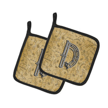 Load image into Gallery viewer, Letter D Musical Instrument Alphabet Pot Holders - Set of 2 - Heat-Resistant Kitchen Essentials CJ2004-DPTHD