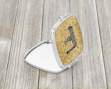 Load image into Gallery viewer, Letter F Musical Instrument Alphabet Compact Mirror – Stylish Purse Mirror with Artistic Covers CJ2004-FSCM