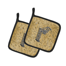 Load image into Gallery viewer, Letter P Musical Instrument Alphabet Pot Holders - Set of 2 - Heat-Resistant Kitchen Essentials CJ2004-PPTHD
