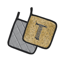 Load image into Gallery viewer, Letter T Musical Instrument Alphabet Pot Holders - Set of 2 - Heat-Resistant Kitchen Essentials CJ2004-TPTHD