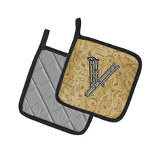 Load image into Gallery viewer, Letter V Musical Instrument Alphabet Pot Holders - Set of 2 - Heat-Resistant Kitchen Essentials CJ2004-VPTHD