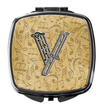 Load image into Gallery viewer, Letter V Musical Instrument Alphabet Compact Mirror – Stylish Purse Mirror with Artistic Covers CJ2004-VSCM