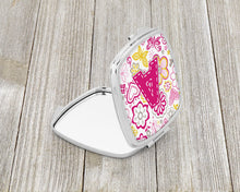 Load image into Gallery viewer, Letter A Flowers and Butterflies Pink Compact Mirror – Stylish Purse Mirror with Artistic Covers CJ2005-ASCM