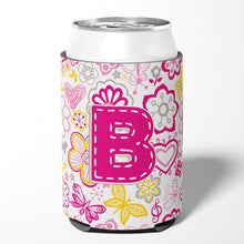 Load image into Gallery viewer, Letter B Flowers and Butterflies Pink Can or Bottle Hugger CJ2005-BCC