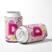 Load image into Gallery viewer, Letter D Flowers and Butterflies Pink Can or Bottle Hugger CJ2005-DCC
