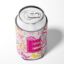 Load image into Gallery viewer, Letter E Flowers and Butterflies Pink Can or Bottle Hugger CJ2005-ECC