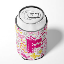 Load image into Gallery viewer, Letter F Flowers and Butterflies Pink Can or Bottle Hugger CJ2005-FCC