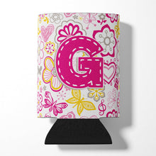 Load image into Gallery viewer, Letter G Flowers and Butterflies Pink Can or Bottle Hugger CJ2005-GCC