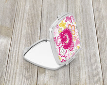Load image into Gallery viewer, Letter G Flowers and Butterflies Pink Compact Mirror – Stylish Purse Mirror with Artistic Covers CJ2005-GSCM