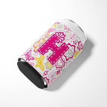 Load image into Gallery viewer, Letter H Flowers and Butterflies Pink Can or Bottle Hugger CJ2005-HCC